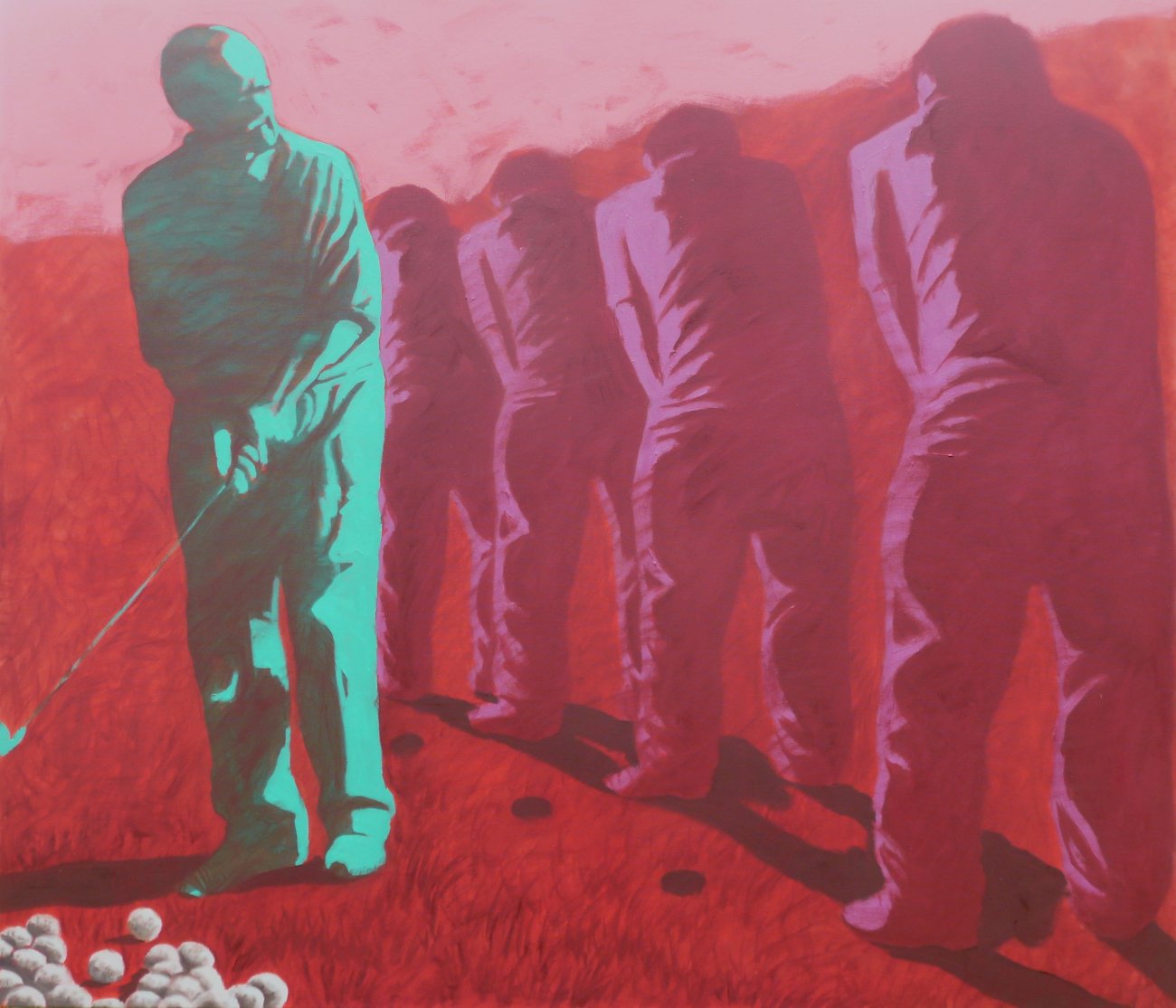 Ein gieriger und vier bescheidene Golfer